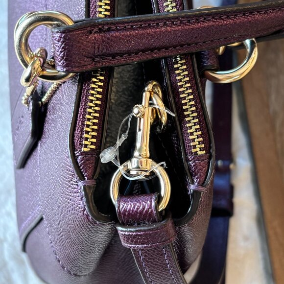Coach Metallic Purple Cross Grain Mini Brooke Carryall Satchel-LIKE NEW - Picture 11 of 16